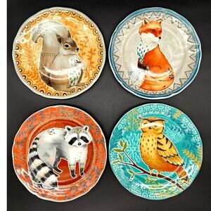 PIER 1 Autumn Splendor Critters Stoneware Plate Set of Four